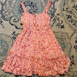 American Eagle Floral Pink and Orange Sundress